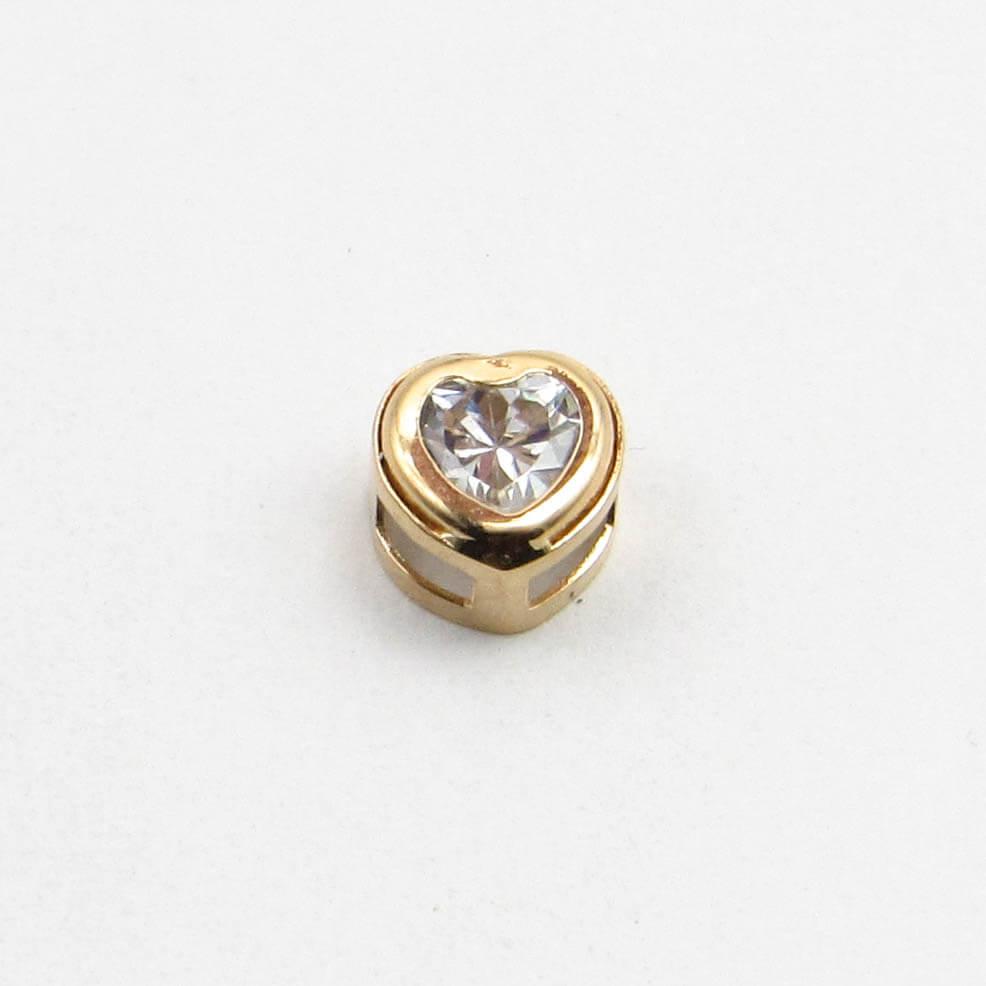 DIJE CORAZON PASANTE CUBIC 8MM /O.ROJO